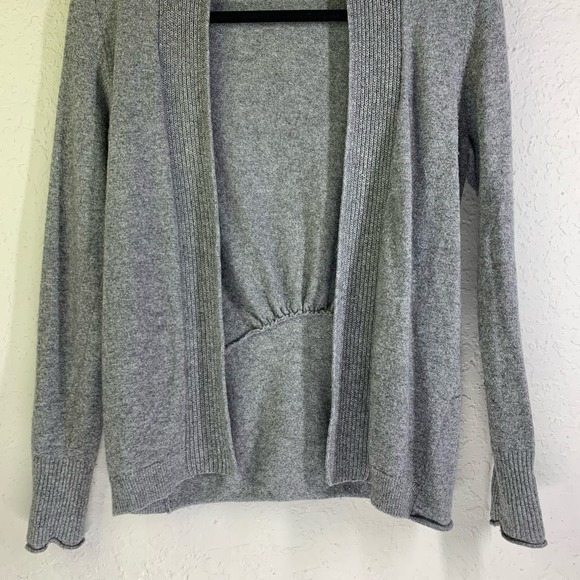 BANANA REPUBLIC Gray Open Front Wool Cashmere Ruched Cardigan Sweater‎ - Picture 4 of 11